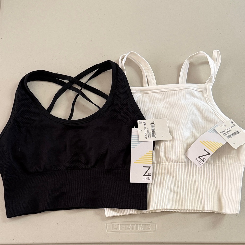 Z by Zella Black and White Strappy Sports Bras